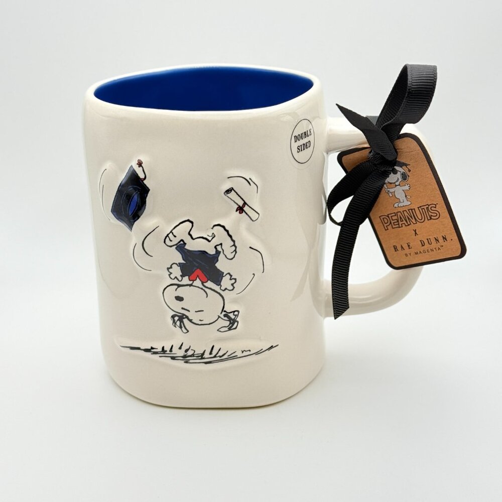 Snoopy Graduation mug by Rae Dunn | Snoopy in graduation attire mug